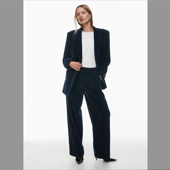 Aritzia Babaton Urban Corduroy Suit (Blazer+Pant) | Navy | Size L | Size 12 - Picture 2 of 7